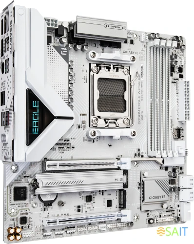 Материнская плата Gigabyte B850M EAGLE WF6E ICE Socket AM5 AMD B850 4xDDR5 mATX AC`97 8ch(7.1) 2.5Gg RAID+HDMI+DP