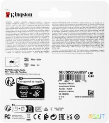 Флеш карта microSDXC 256GB Kingston SDCS2/256GBSP Canvas Select Plus w/o adapter