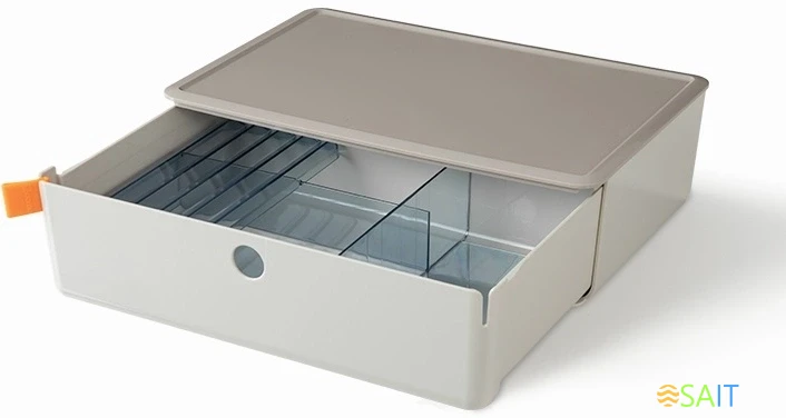 Короб для хранения Deli XDM31grey 1 выдвижной ящик 250x220x125мм серый пластик