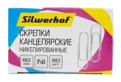 Скрепки Silwerhof никель 50мм (упак.:50шт) картонная коробка