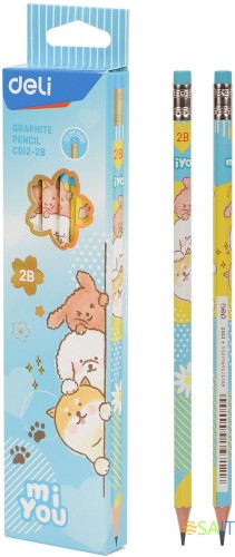Карандаш ч/г Deli MiYou EC012-2B 2B шестигран. карт.кор. (12шт)
