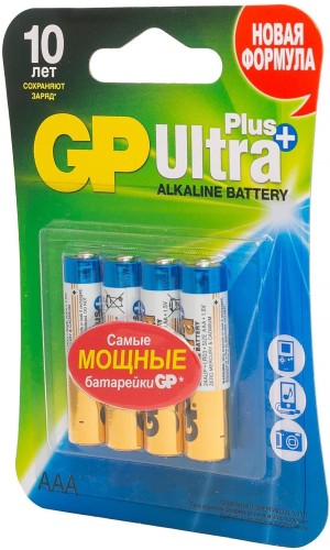 Батарея GP Ultra Plus Alkaline 24AUPNEW-2CR4 AAA (4шт) блистер