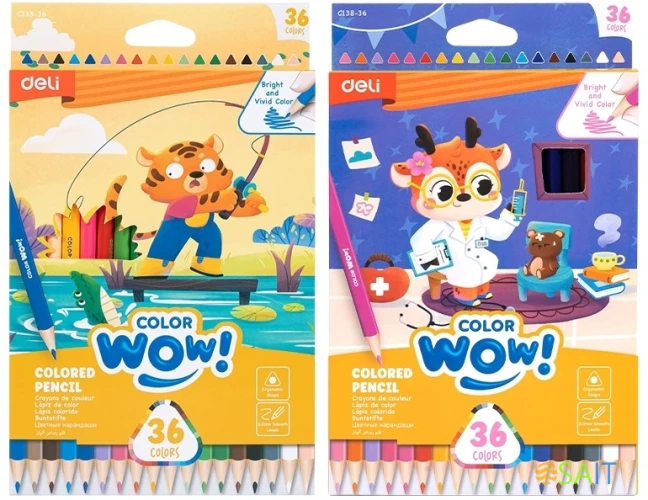 Карандаши цв. Deli EC138-36 Colorwow 3мм трехгран. 36цв. карт.кор. (36шт) 36 карандашей