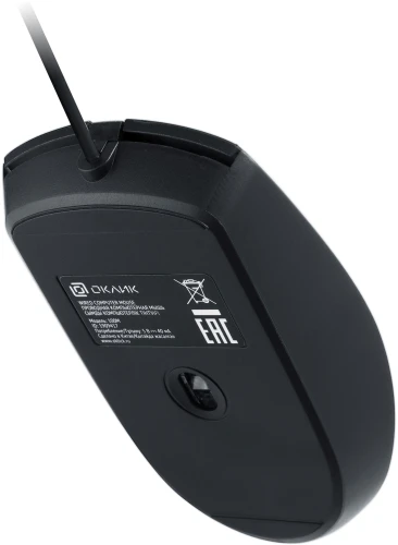 Мышь Оклик 100M черный оптическая 1600dpi USB для ноутбука 4but (1909417)