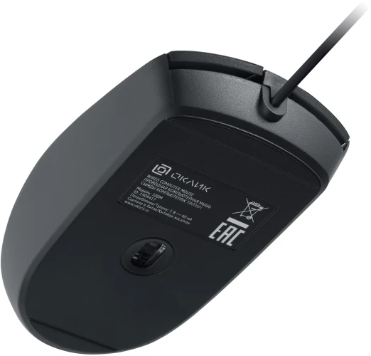 Мышь Оклик 100M черный оптическая 1600dpi USB для ноутбука 4but (1909417)