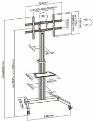 Подставка для телевизора Ultramounts UM307B черный/белый 37"-86" макс.50кг напольный мобильный