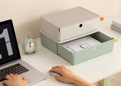 Короб для хранения Deli XDM30grey 1 выдвижной ящик серый пластик