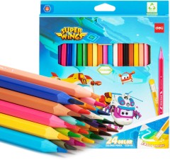 Карандаши цв. Deli EC126-24 Super Wings шестигран. пластик кор.европод. (24шт)