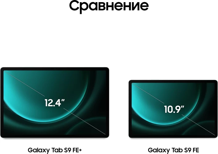 Планшет Samsung Galaxy Tab S9 FE+ BSM-X616B 1380 (2.4) 8C RAM8Gb ROM128Gb 12.4" TFT 2560x1600 5G 1Sim eSIM Android 13 зеленый 8Mpix 12Mpix BT WiFi microSD 1Tb 10090mAh