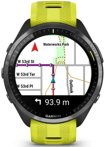 Смарт-часы Garmin Forerunner 965 47мм 1.4" AMOLED корп.черный рем.черный/желтый разм.брасл.:135-205мм (010-02809-12)