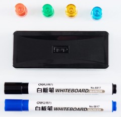 Доска стеклянная Deli 8735B стеклянная белый 60x90см стекло магнитный 4 магнита/2 маркера/стиратель