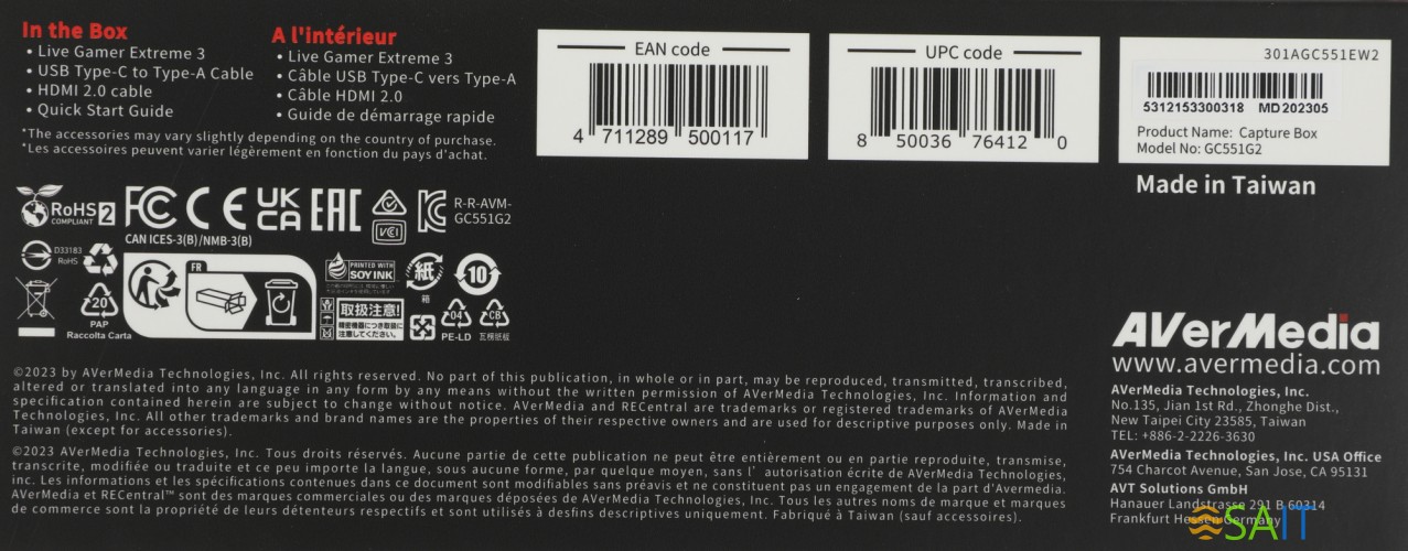 Карта видеозахвата Avermedia Live Gamer Extreme 3 GC551G2 внешний USB 3.1