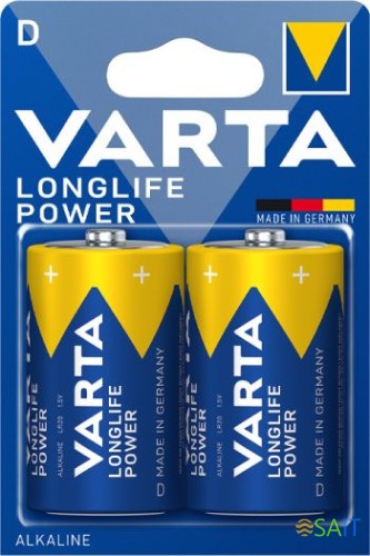 Батарея Varta Longlife power LR20 BL2 Alkaline D (2шт) блистер