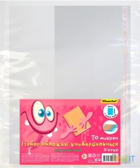 Обложка Silwerhof 382155 Монстрики для учебника с липк.сл. (набор 5шт) ПП 70мкм гладкая прозр. 280х450мм