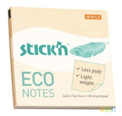 Блок самоклеящийся бумажный Stick`n ECO 21745 76x76мм 100лист. 60г/м2 пастель желтый