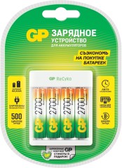 Зарядное устройство GP Rechargeable E411-270AAHCCS-2CR1 AA/AAA NiMH 2700mAh (4шт) блистер