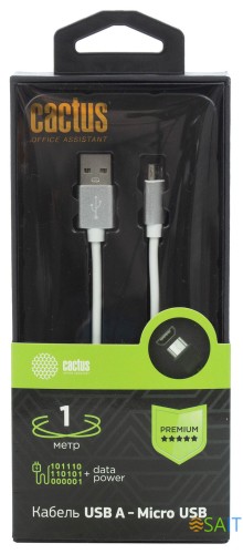 Кабель Cactus CS-USB.A.USB.MICRO-1 USB Type-C (m)-micro USB (m) 1м белый блистер