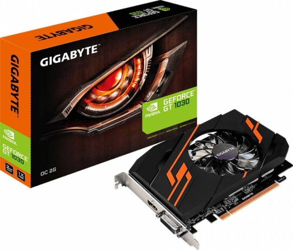 Видеокарта Gigabyte PCI-E 3.0 GV-N1030OC-2GI NVIDIA GeForce GT 1030 2Gb 64bit GDDR5 1265/6008 HDMIx1 HDCP Ret