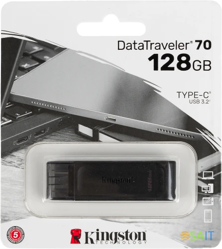 Флеш Диск Kingston 128Gb DataTraveler 70 Type-C DT70/128GB USB3.2 черный