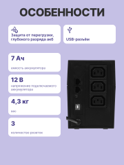 Источник бесперебойного питания (черный) Powercom Raptor RPT-600AP IEC C13