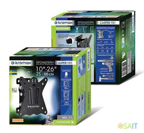 Кронштейн для телевизора Kromax CASPER-101 черный 10"-32" макс.25кг настенный наклон