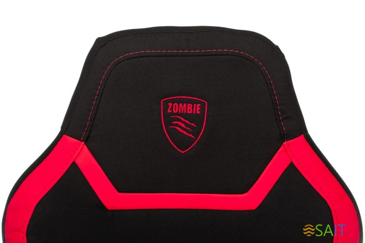 Кресло игровое Zombie 10 черный/красный ткань/эко.кожа крестов. пластик