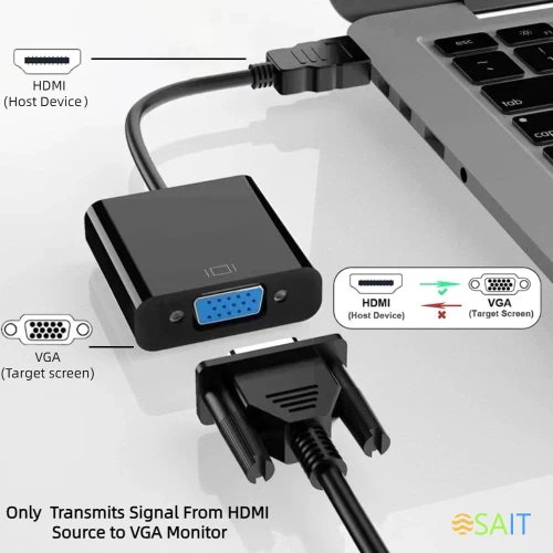 Переходник видео Premier 5-983B HDMI/VGA (f) 0.15м. черный