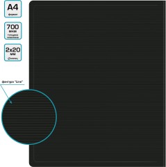 Папка на 2-х кольцах Бюрократ DeLuxe DL0740/2BLCK A4 пластик 0.7мм кор.32мм черный