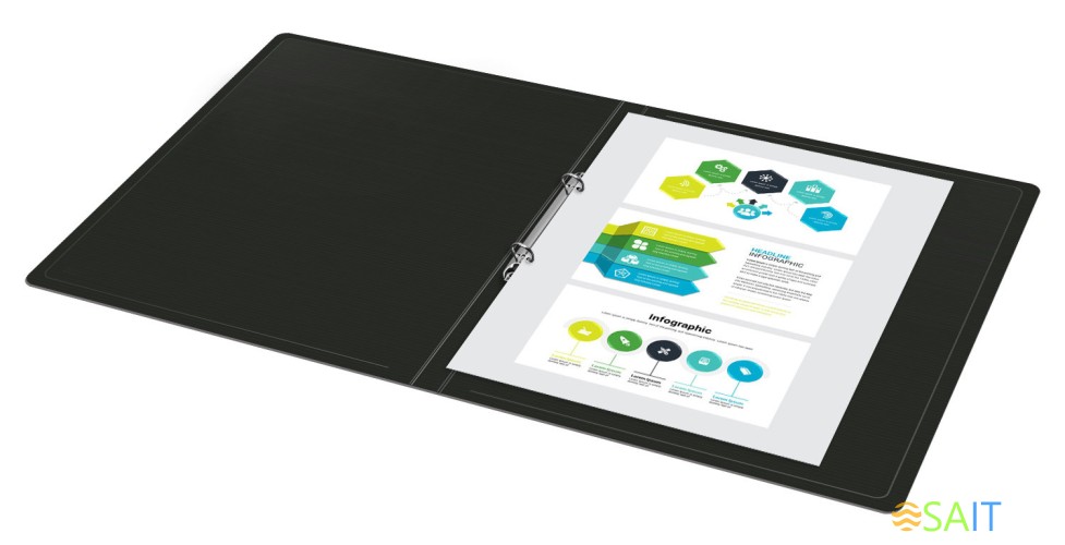 Папка на 2-х кольцах Бюрократ DeLuxe DL0740/2BLCK A4 пластик 0.7мм кор.32мм черный