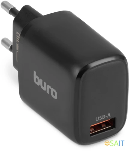 Сетевое зар./устр. Buro BUWG1 18W 3A (QC) USB-A универсальное черный (BUWG18P100BK)