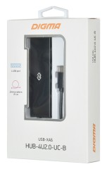 Разветвитель USB-C Digma HUB-4U2.0-UC-B 4порт. черный
