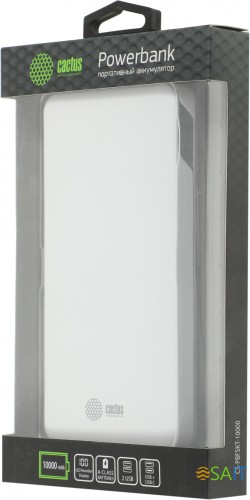Мобильный аккумулятор Cactus CS-PBFSKT-10000 10000mAh 2.1A 2xUSB-A/USB-C белый