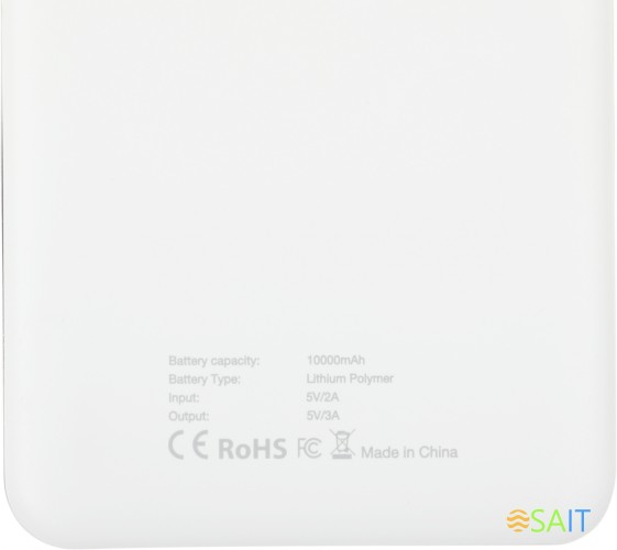 Мобильный аккумулятор Cactus CS-PBFSKT-10000 10000mAh 2.1A 2xUSB-A/USB-C белый