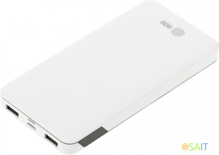 Мобильный аккумулятор Cactus CS-PBFSKT-10000 10000mAh 2.1A 2xUSB-A/USB-C белый