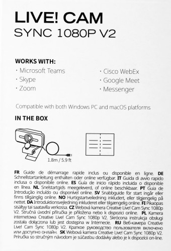 Камера Web Creative Live! Cam SYNC 1080P V2 черный 2Mpix (1920x1080) USB2.0 с микрофоном (73VF088000000)