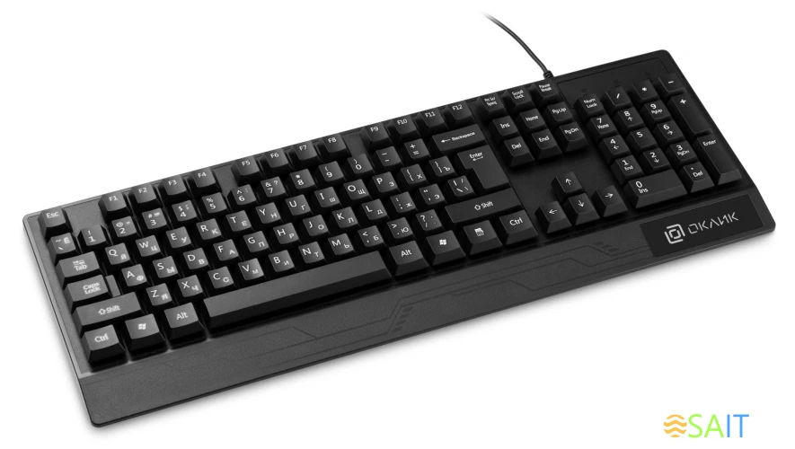 Клавиатура Оклик 115M черный USB (подставка для запястий) (1678098)