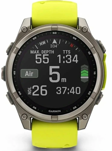 Смарт-часы Garmin Fenix 8 Solar 47мм 1.3" MIP корп.серебристый рем.желтый (010-02906-21)