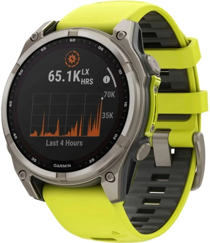 Смарт-часы Garmin Fenix 8 Solar 47мм 1.3" MIP корп.серебристый рем.желтый (010-02906-21)