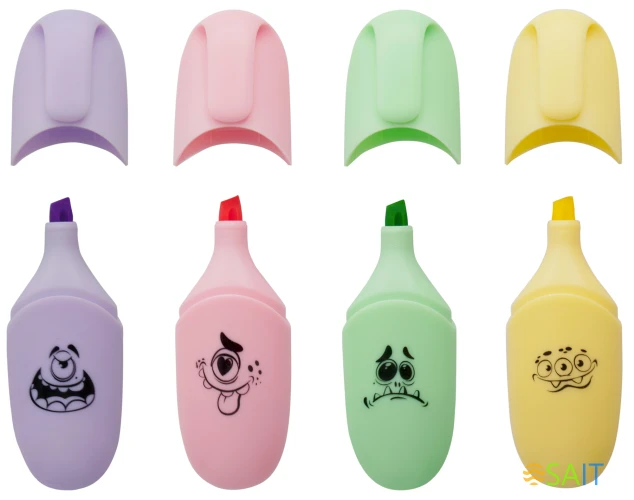 Набор текстовыделителей Silwerhof Monster Pastel 1-4мм 4цв. коробка с европодвесом