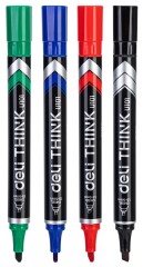 Набор маркеров перманентных Deli EU10101 Think скошенный пиш. наконечник 1.5-5мм 4цв. пакет с европодвесом (4шт.)