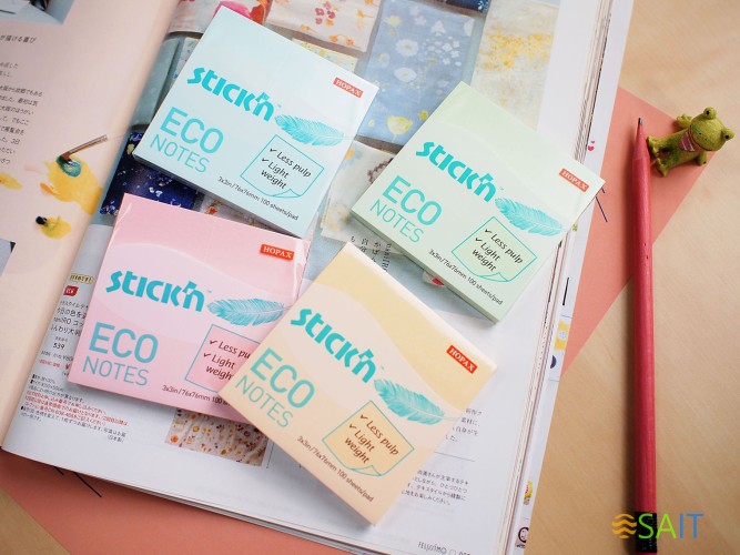 Блок самоклеящийся бумажный Stick`n ECO 21747 76x76мм 100лист. 60г/м2 пастель голубой