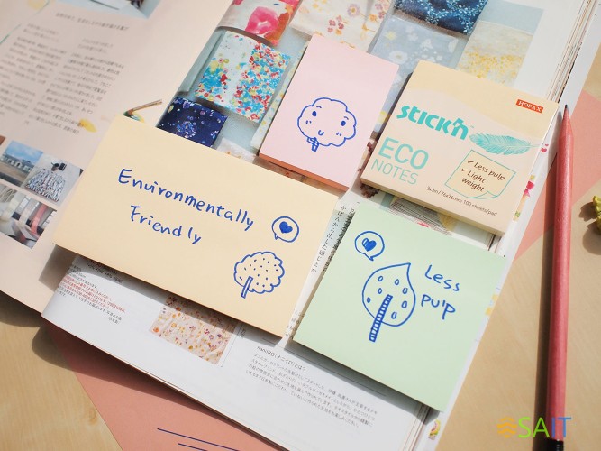 Блок самоклеящийся бумажный Stick`n ECO 21747 76x76мм 100лист. 60г/м2 пастель голубой