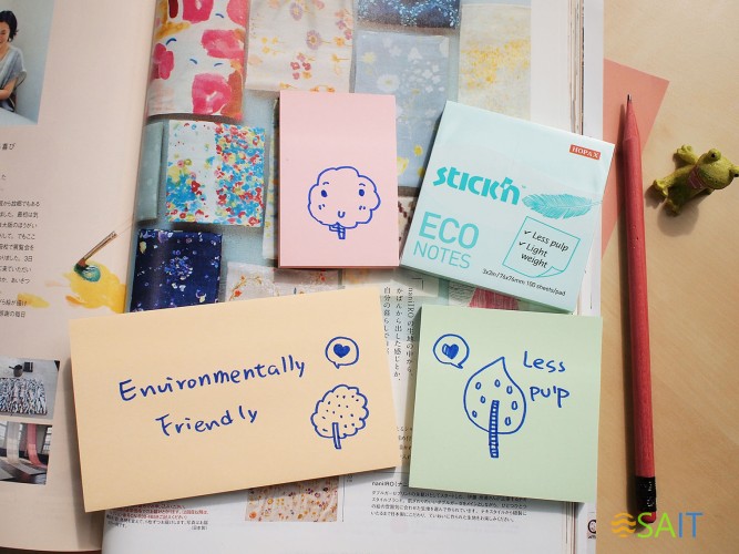 Блок самоклеящийся бумажный Stick`n ECO 21747 76x76мм 100лист. 60г/м2 пастель голубой