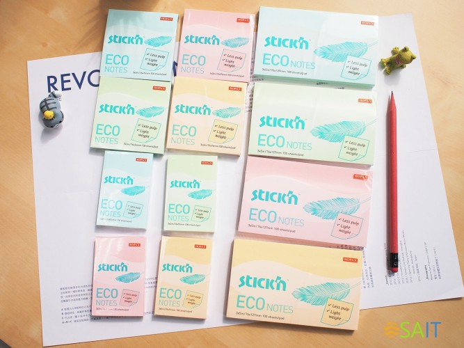 Блок самоклеящийся бумажный Stick`n ECO 21747 76x76мм 100лист. 60г/м2 пастель голубой