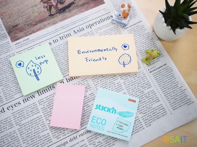 Блок самоклеящийся бумажный Stick`n ECO 21747 76x76мм 100лист. 60г/м2 пастель голубой