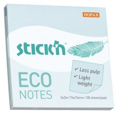 Блок самоклеящийся бумажный Stick`n ECO 21747 76x76мм 100лист. 60г/м2 пастель голубой
