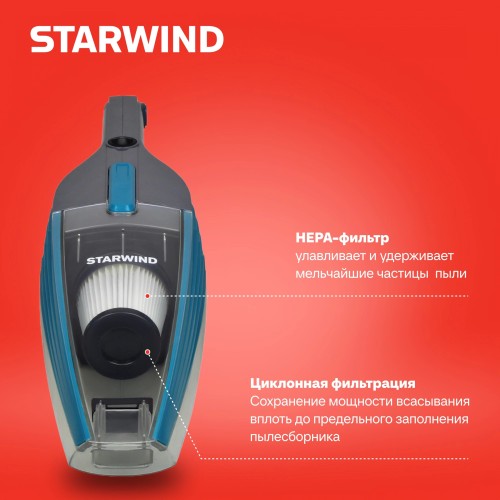Пылесос ручной Starwind SCH1250 1000Вт бирюзовый/серый