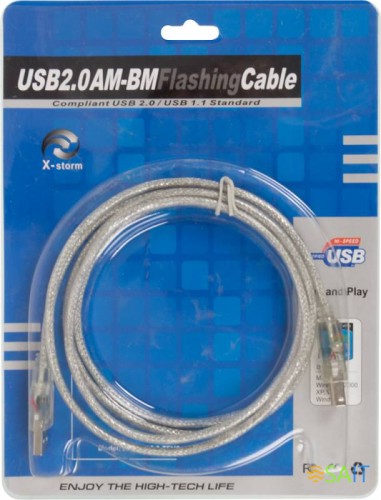 Кабель Ningbo USB A(m) USB B(m) 1.8м прозрачный (блистер)