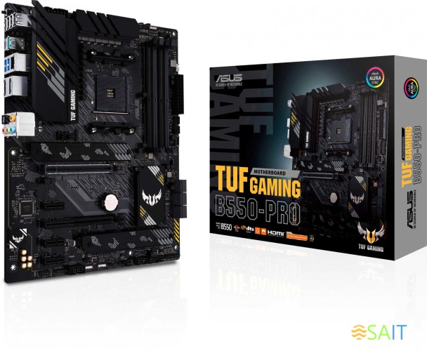 Материнская плата Asus TUF GAMING B550-PRO Soc-AM4 AMD B550 4xDDR4 ATX AC`97 8ch(7.1) 2.5Gg RAID+HDMI+DP