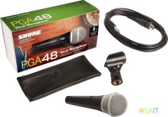Микрофон проводной Shure PGA48-QTR-E 4.6м черный/серебристый